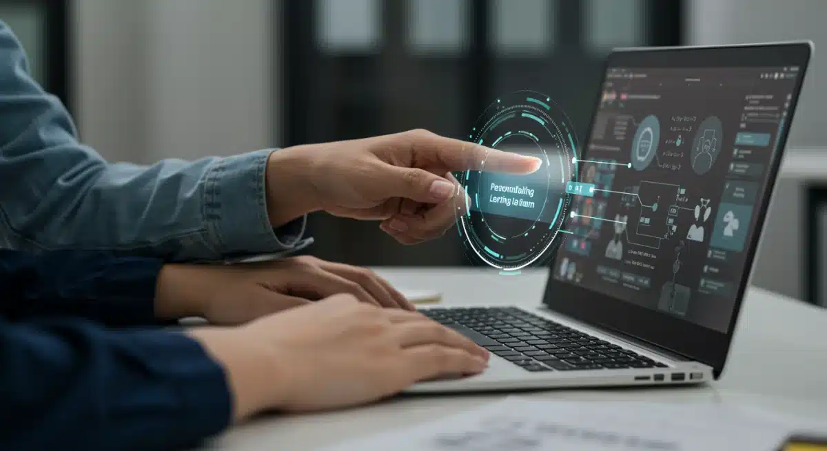 Teacher guiding student with AI learning platform