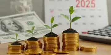 Stack of coins and dollar bills symbolizing 401k growth and retirement savings in 2025.