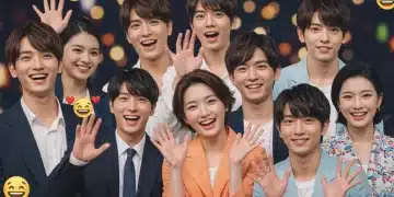 Popular dorama stars smiling and waving in a virtual meet-and-greet collage