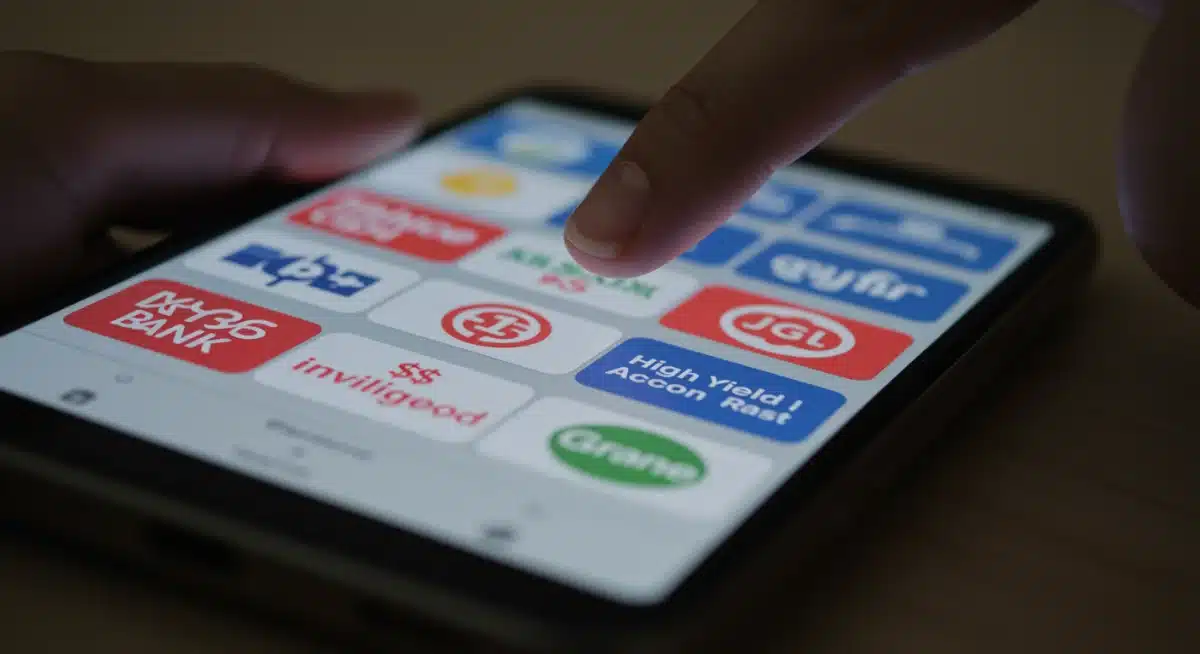 Smartphone displaying a comparison of high-yield savings account interest rates from different US banks.