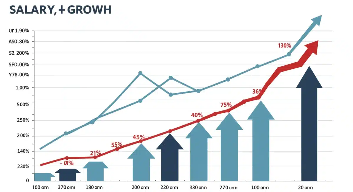 Infographic showing projected salary increases from vocational certifications