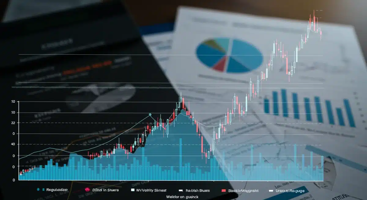 Cryptocurrency market trend graph with 10% volatility forecast and regulatory overlays