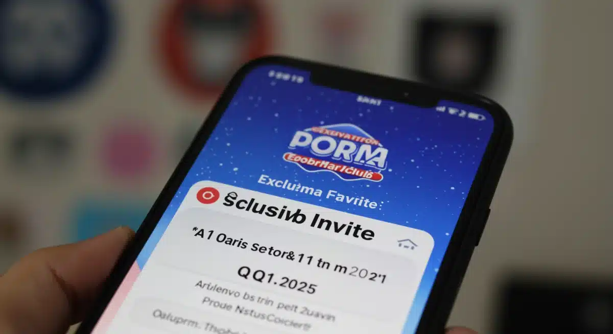 Smartphone displaying an exclusive fan club event invitation for Q1 2025, highlighting personalized access.