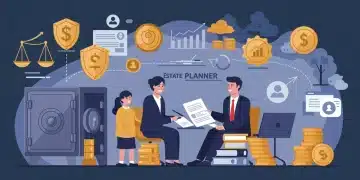 Family reviewing estate plan with financial advisor in modern office