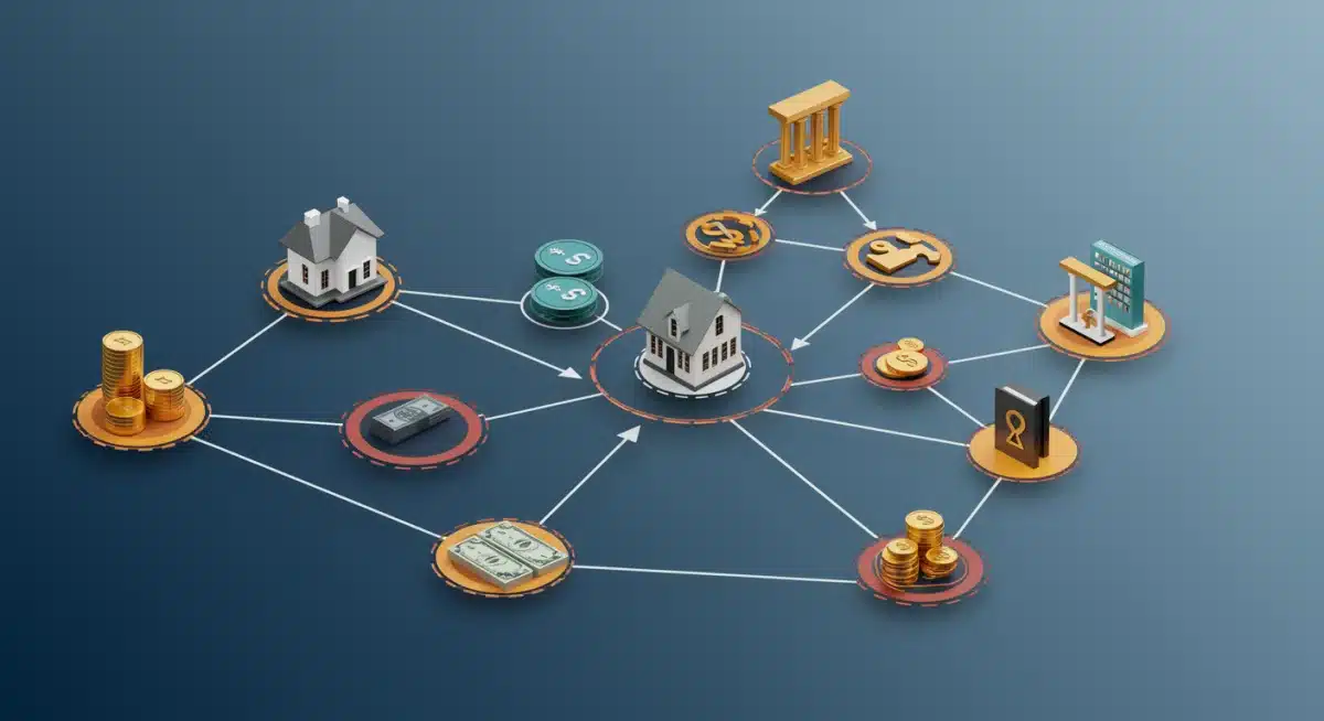 Complex financial web illustrating comprehensive estate planning