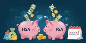 Illustration comparing HSA and FSA accounts with money, suggesting financial planning for healthcare in 2026.