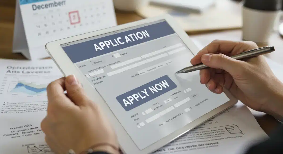 Teacher completing an online grant application form