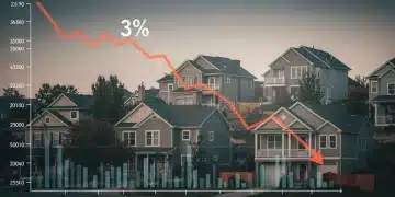 Stylized graph showing a 3% real estate price correction impacting US homes.
