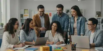 Teachers collaborating on innovative educational projects