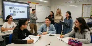 Students and teachers in a modern classroom benefiting from increased education resources in 2026