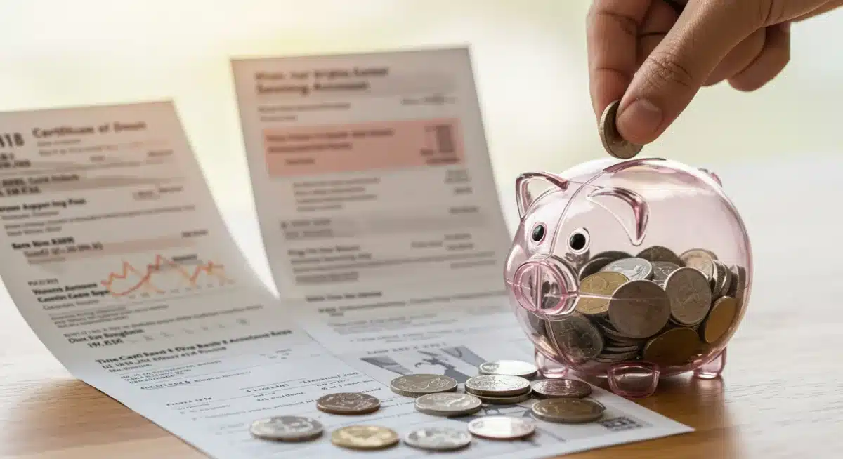 Hand putting coins into a piggy bank, representing savings growth influenced by interest rates.