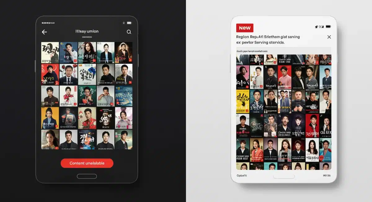 Split screen illustrating limited versus exclusive Asian drama content on different streaming platforms.