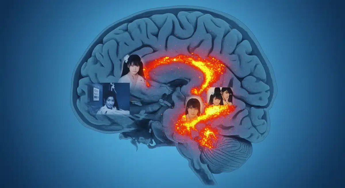 Brain activity during dorama viewing, symbolizing cognitive benefits.