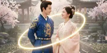 Lead actors of Celestial Harmony C-drama smiling, in traditional Chinese attire