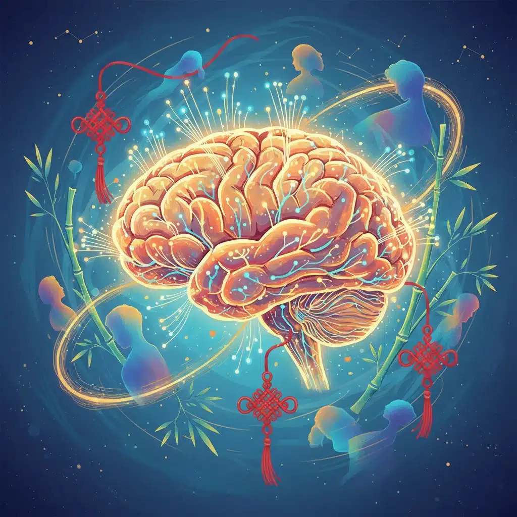 Brain showing enhanced cognitive and empathetic connections due to C-drama