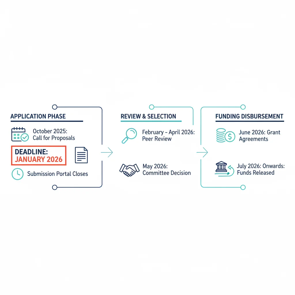 Infographic showing a timeline for federal edtech grant application process and deadlines.