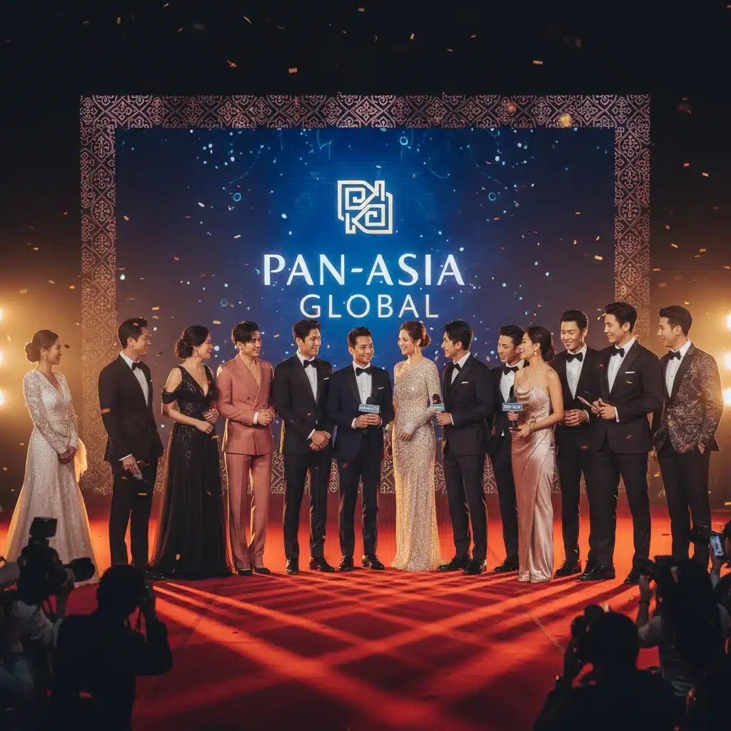 Diverse Asian actors on a red carpet, celebrating global entertainment collaboration and success.