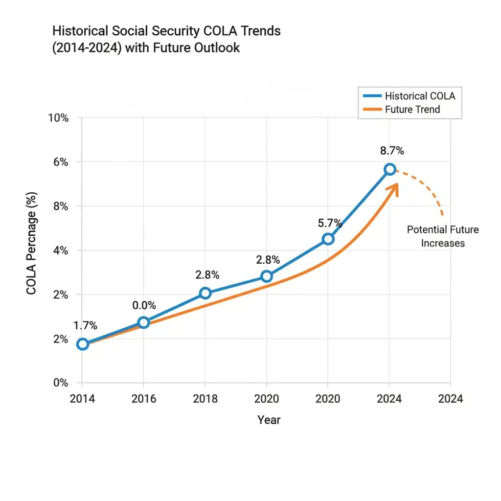 Historical Social Security COLA percentages graph