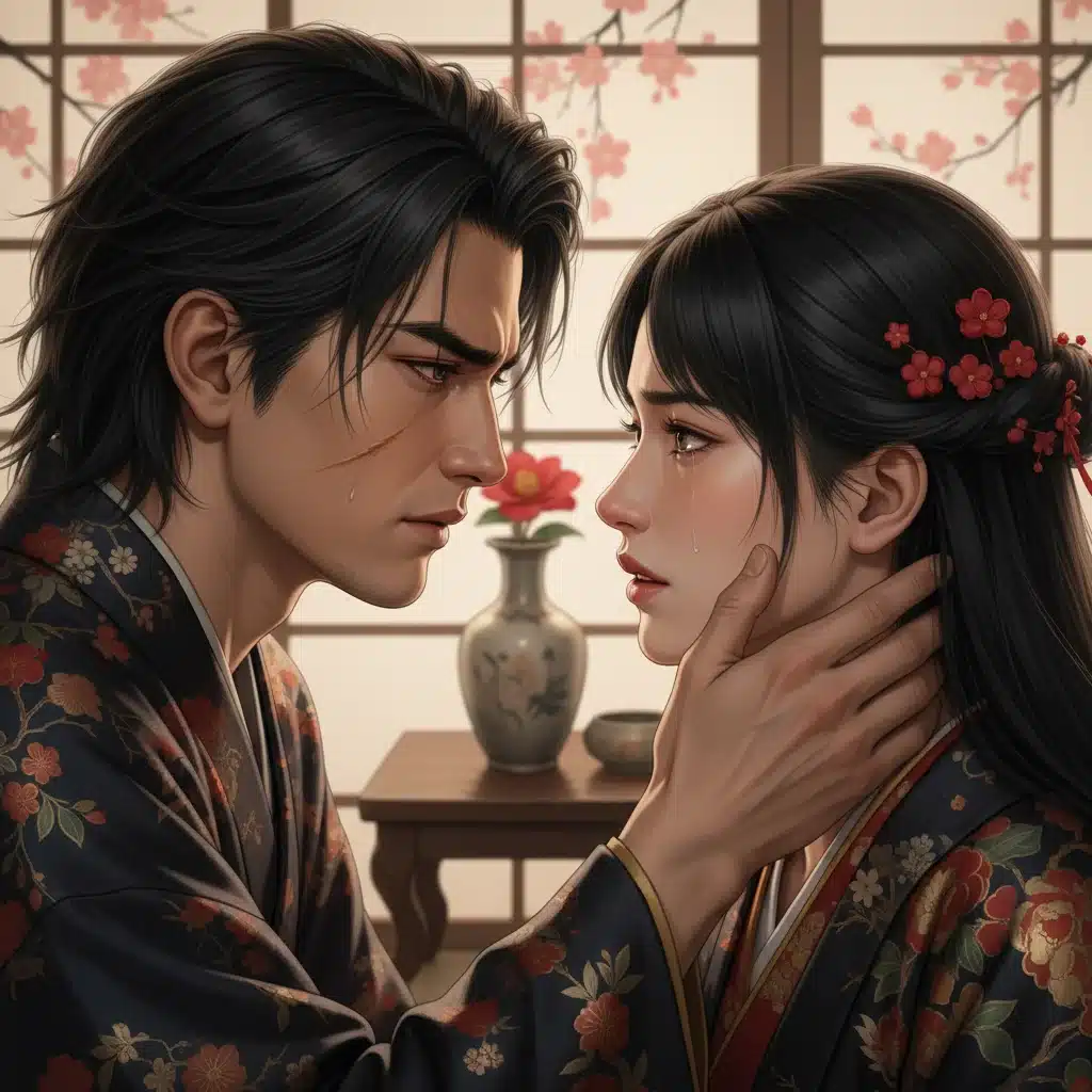 Crimson Dynasty main characters in emotional scene