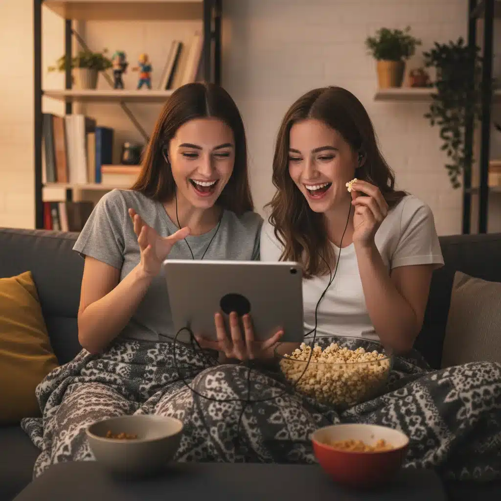 Friends enjoying a dorama together, sharing a cozy moment.